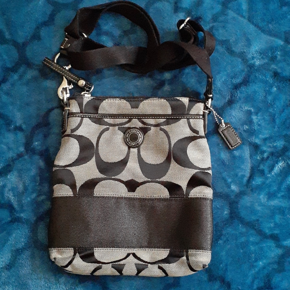 Coach black & gray signature C crossbody bag